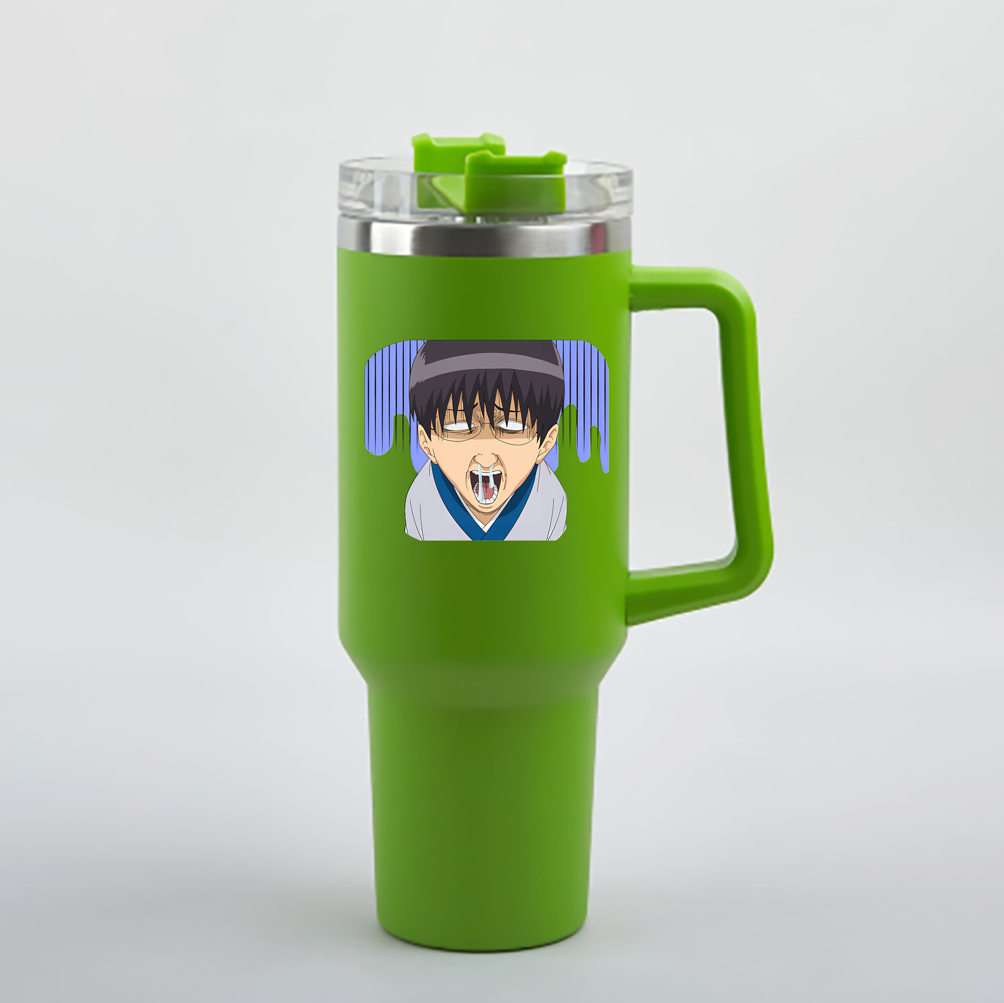 （画像用） ぎんたま 坂田銀時（さかたぎんとき） 神楽 志村新八（しむら しんぱち） GINTAMA Sakata Gintoki Kagura Shimura Shinpachi 1200mL車用タンブラー - クリスタルステッカー（プラスチックストロー付き）